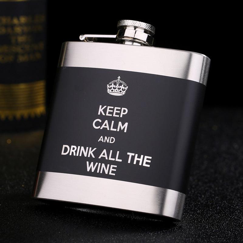 Black stainless steel metal hip flask