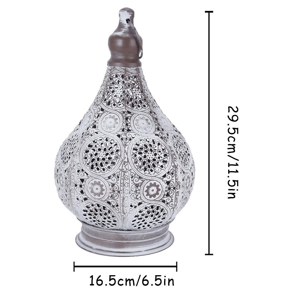 11.5 Inch Moroccan Style Candle Holder Lantern Metal Table Battery