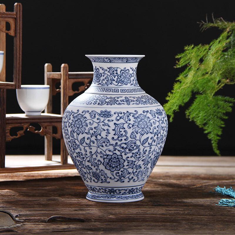 Pottery Classical Blue And White Vase Handicraft Ornaments