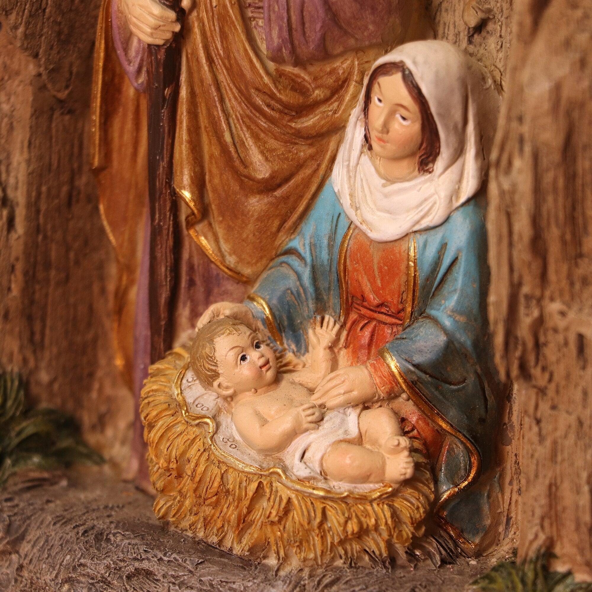 Nativity Scene Set Holy Family Statue Christmas Ornament Jesus Manger