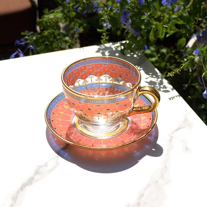 Turkish Coffee Cups Set with Saucer Nordic Luxury Glass Mug Espresso
