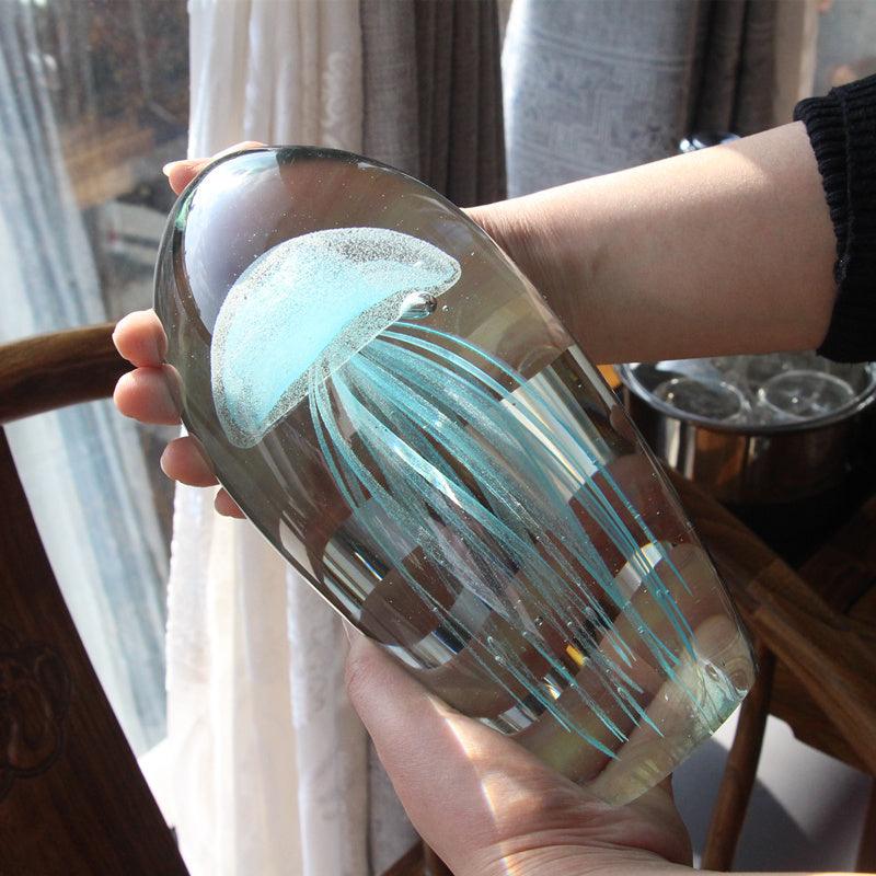 Glass Water Drop Ornament Glowing Jellyfish Gift Souvenir