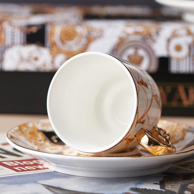 New Year Gift Turkish Style Luxury Ceramic Coffee Cups and Saucer Set