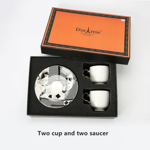 New Year Gift Turkish Style Luxury Ceramic Coffee Cups and Saucer Set