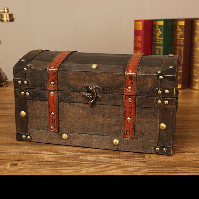 Retro Old Antique Treasure Chest Background Decorative Ornaments