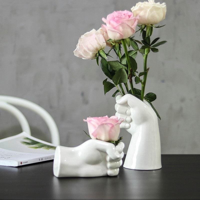 Creative hand shape of ceramic vase