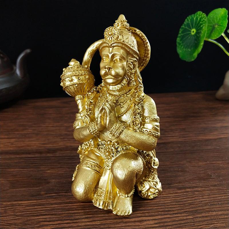 Golden Hanuman Statue Sculpture Big Resin Ornaments Hindu Monkey God