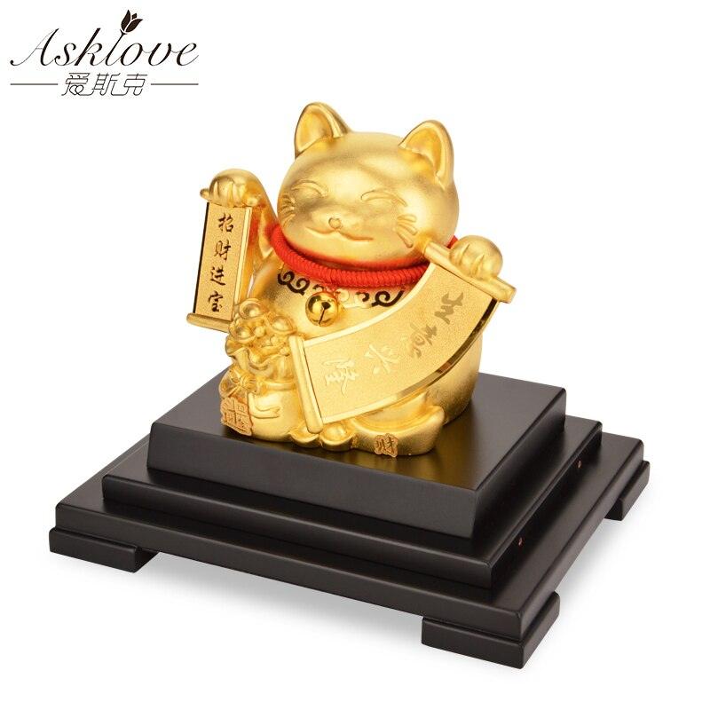 Lucky Cat Wealth Cat Gold Foil Ornaments Cute Figurines Miniatures