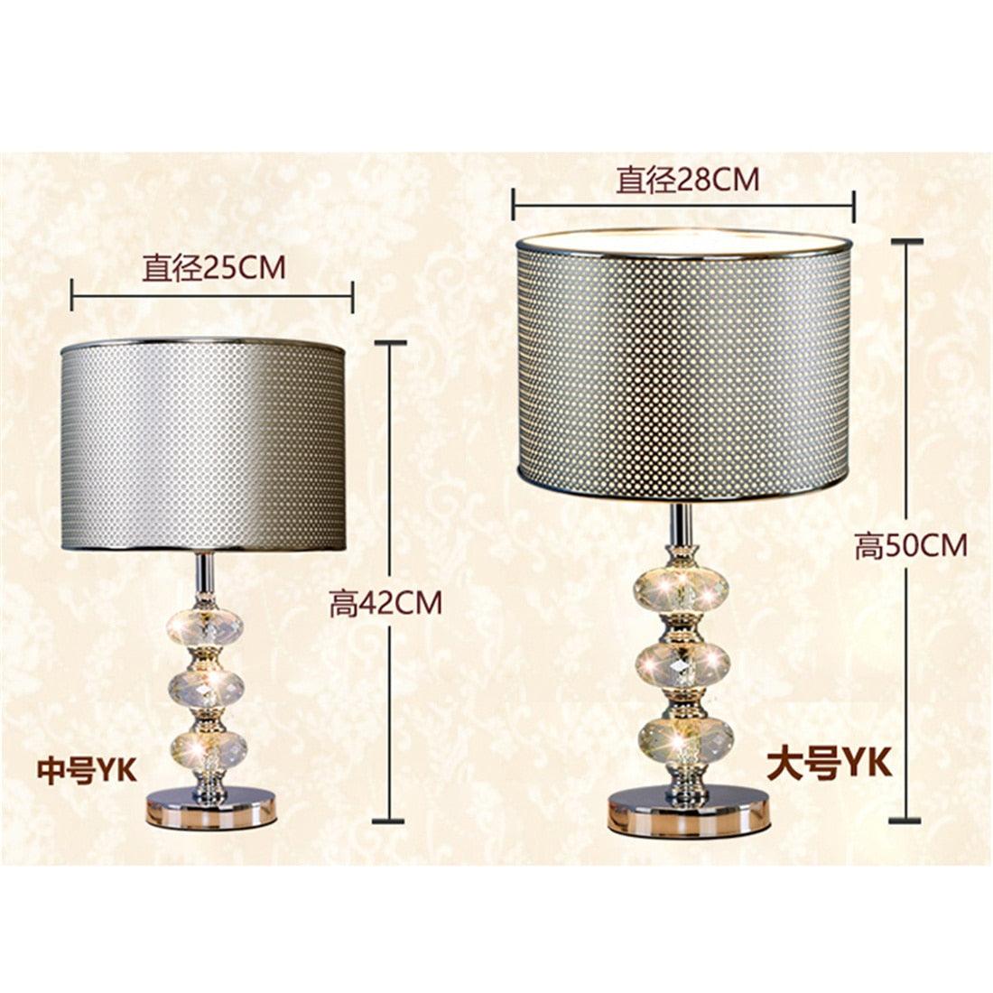 American Luxury Crystal Gourd Silver Pvc Shade Led Table Lamp Living