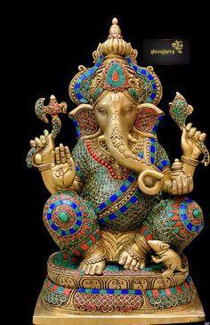 Lord Ganesh Hindu Statue Copper pooja idol home decor statue ornament