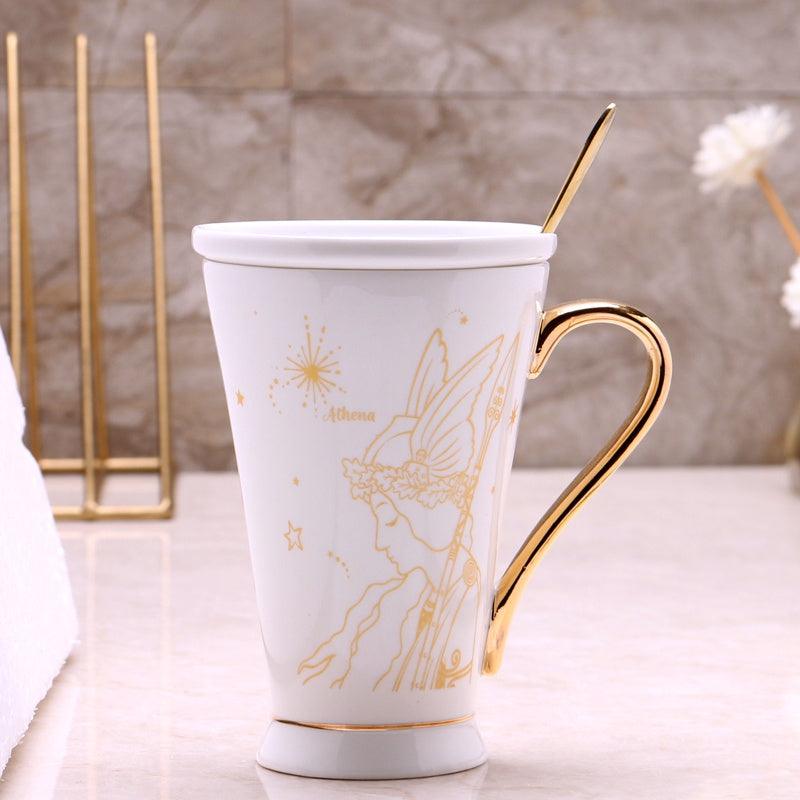 Greek Mythology Creative Ceramic Mug With Lid Spoon