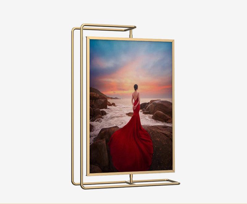 Double-sided Rotatable Metal Photo Frame Stand