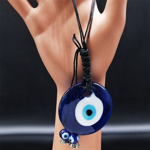 Hamsa Hand Turkish Blue Eye Alloy Keychain Women Evil Eyes Silver