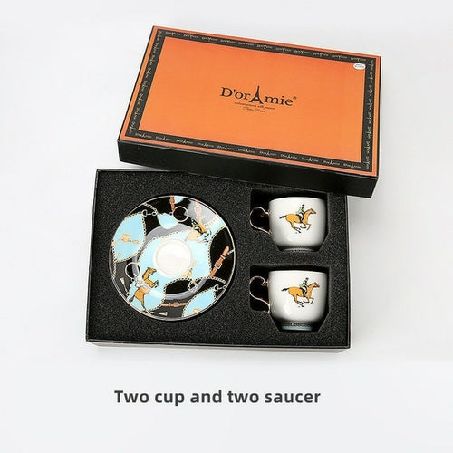 New Year Gift Turkish Style Luxury Ceramic Coffee Cups and Saucer Set
