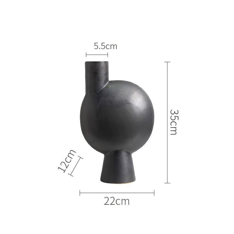 Ceramic Black Small Mouth Vase Ornament Flower Device