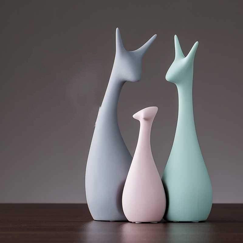 Macaron Ceramic Rabbit And Deer Figurines Ornaments