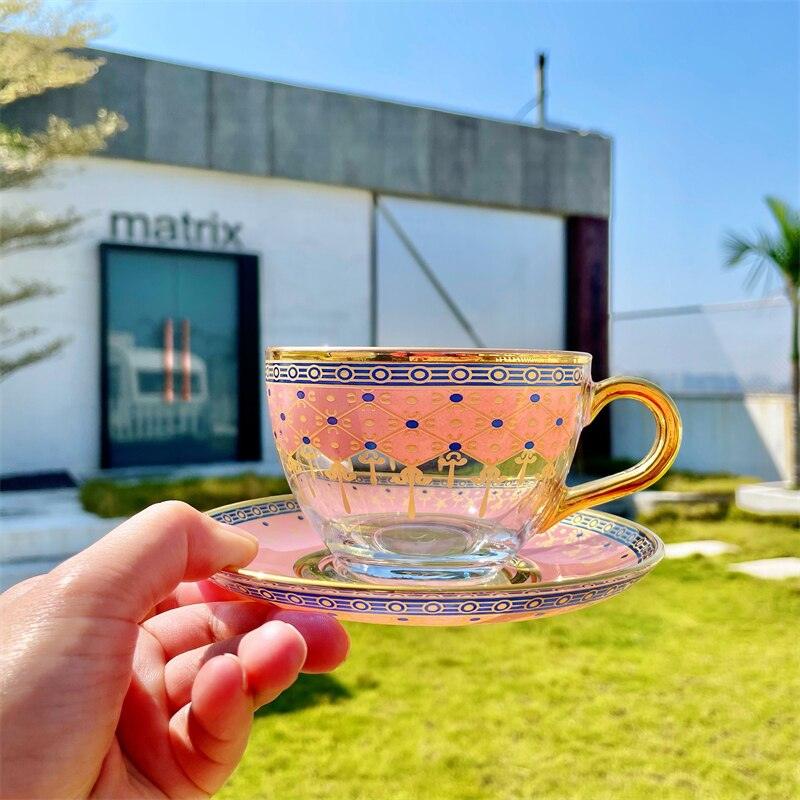 Turkish Coffee Cups Set with Saucer Nordic Luxury Glass Mug Espresso