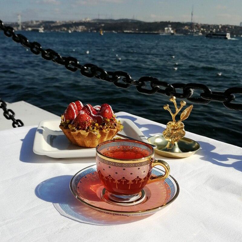 Turkish Coffee Cups Set with Saucer Nordic Luxury Glass Mug Espresso