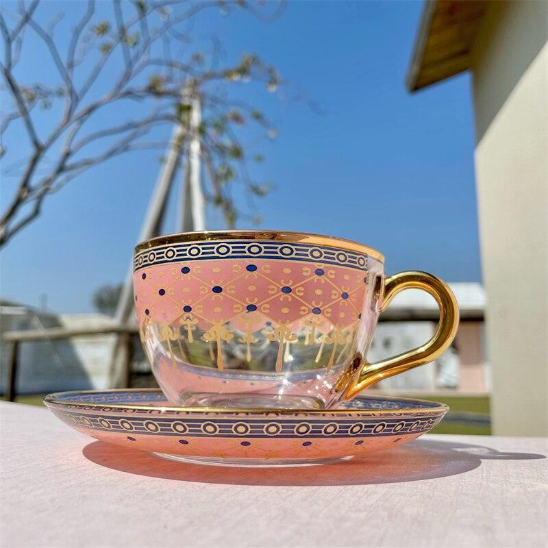 Turkish Coffee Cups Set with Saucer Nordic Luxury Glass Mug Espresso