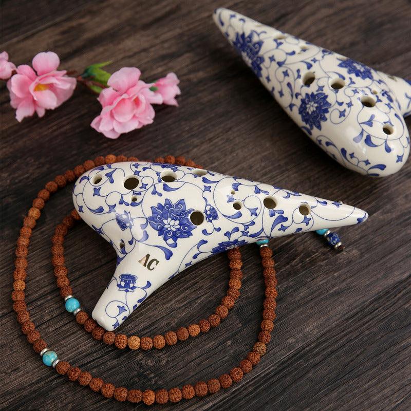 Blue and White Porcelain Playing Ocarina