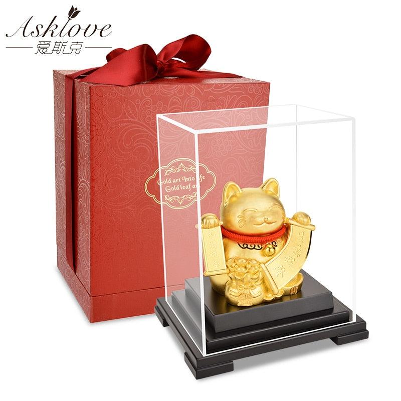 Lucky Cat Wealth Cat Gold Foil Ornaments Cute Figurines Miniatures