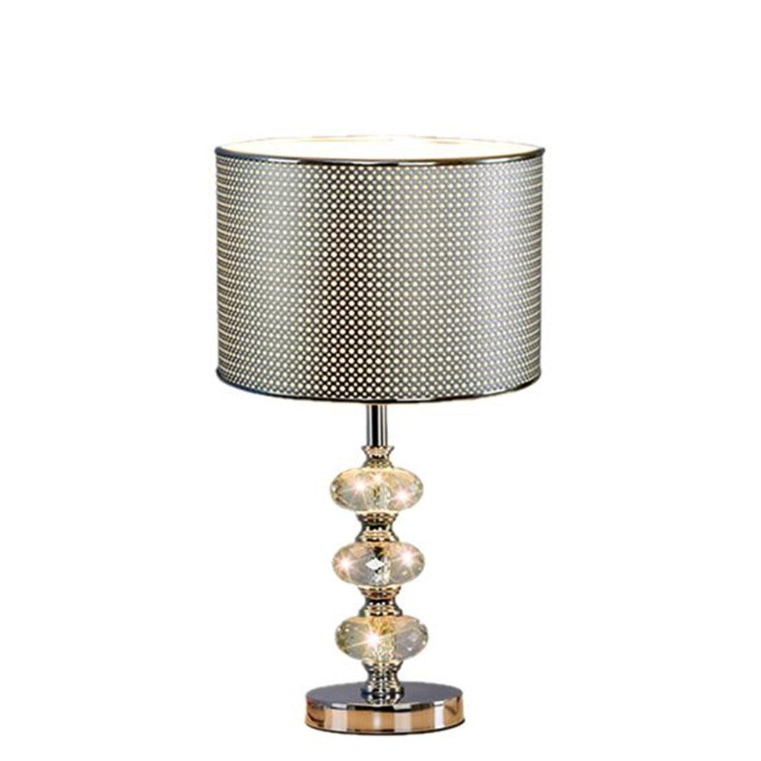 American Luxury Crystal Gourd Silver Pvc Shade Led Table Lamp Living