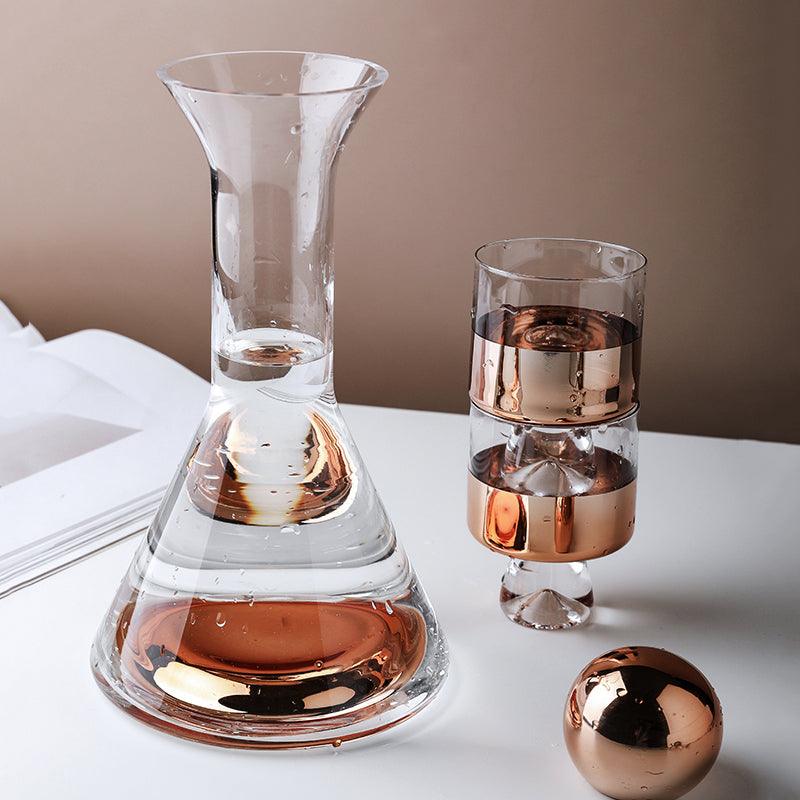 European-Style Crystal Glass Electroplating Rose Gold Water Jug American Decanter Wine Set