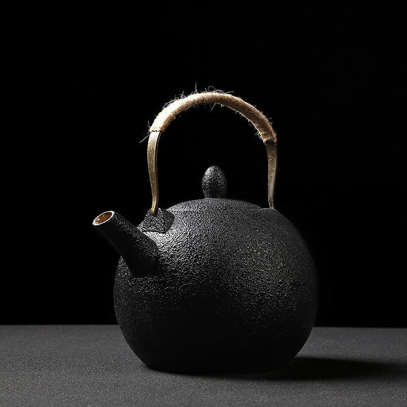 Black pottery 2 liter large porcelain pot