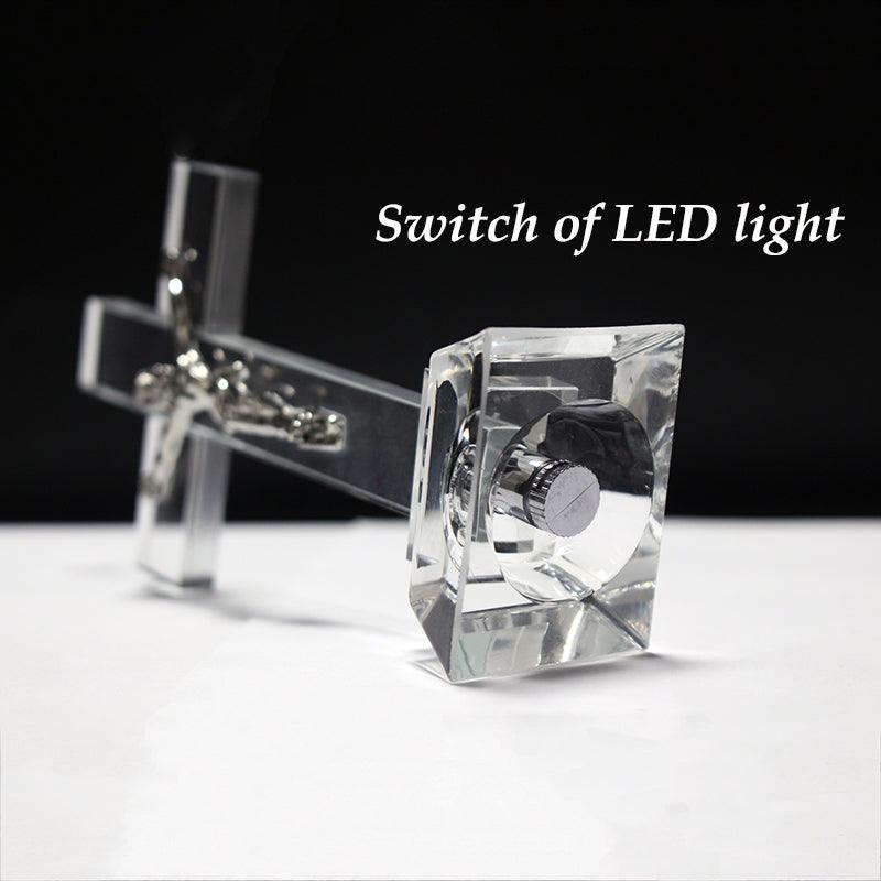 Christian Gifts Nightlight Crystal Jesus Cross Statue Religious Style
