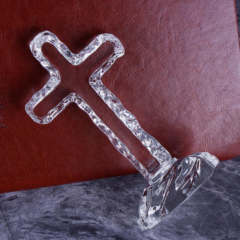 Crystal Jesus Cross Christ Catholic Cross Statue Religious Prayer