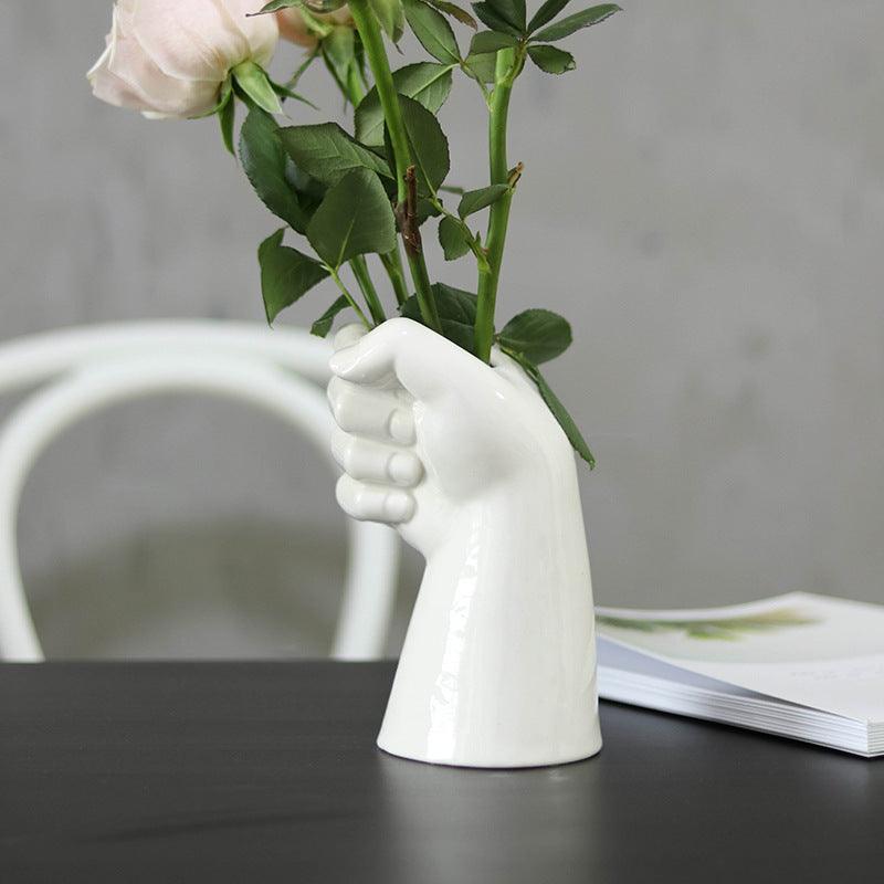 Creative hand shape of ceramic vase