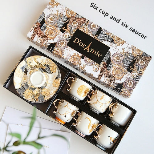 New Year Gift Turkish Style Luxury Ceramic Coffee Cups and Saucer Set