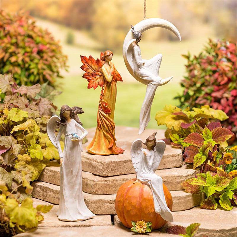 Kneeling Autumn Angel Resin Ornaments