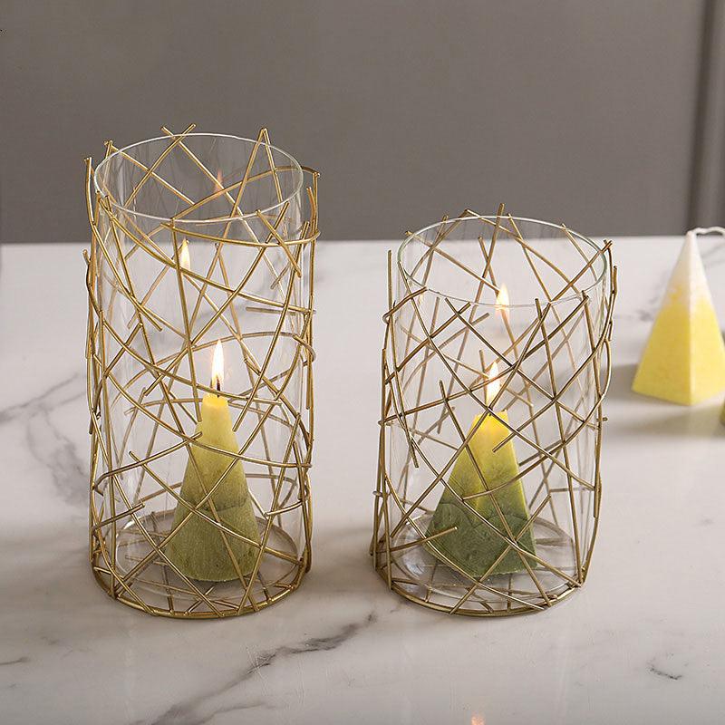 Light luxury metal hollow vase floral ornament decoration