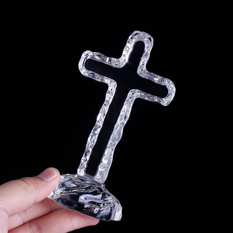Crystal Jesus Cross Christ Catholic Cross Statue Religious Prayer