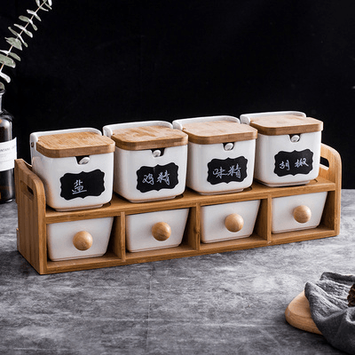 Creative Kitchen Ceramic Seasoning Jar Set Storage Tank