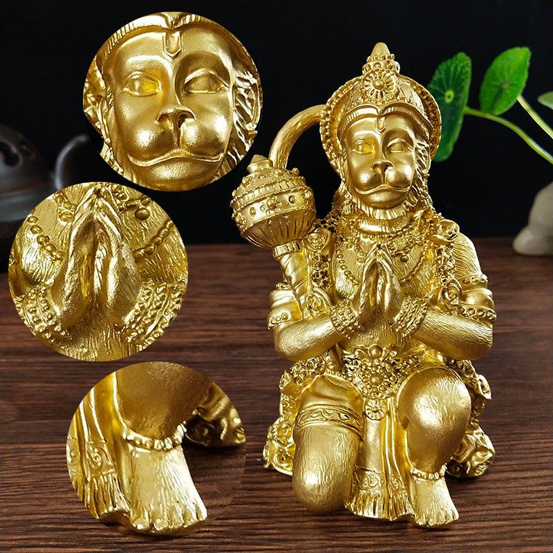 Golden Hanuman Statue Sculpture Big Resin Ornaments Hindu Monkey God