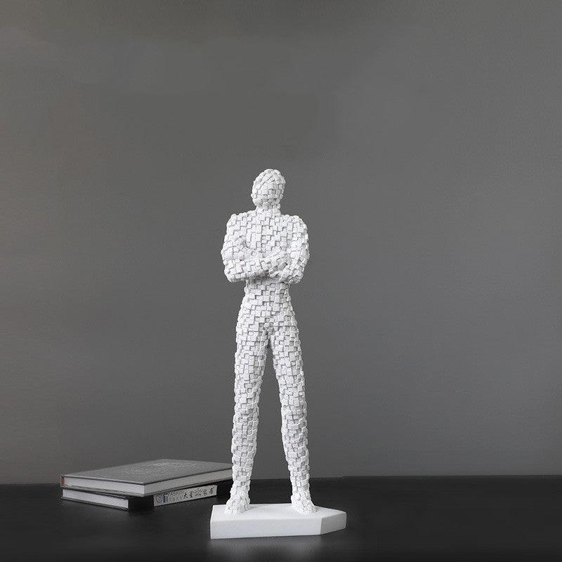 Mosaic Abstract Figure Ornaments Half Squat Chest Resin