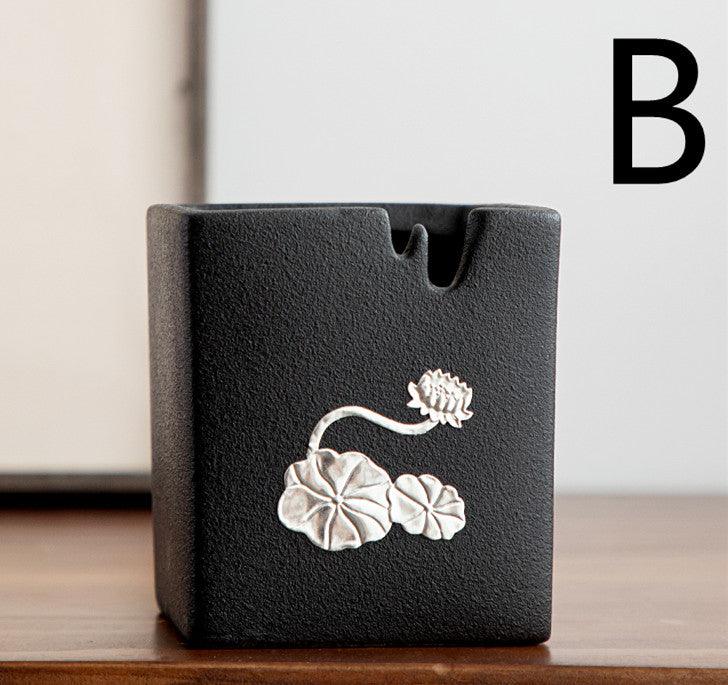 Ashtray Household Living Room Ceramics Simple And Creative Personality Trend Windproof And Fly Ash