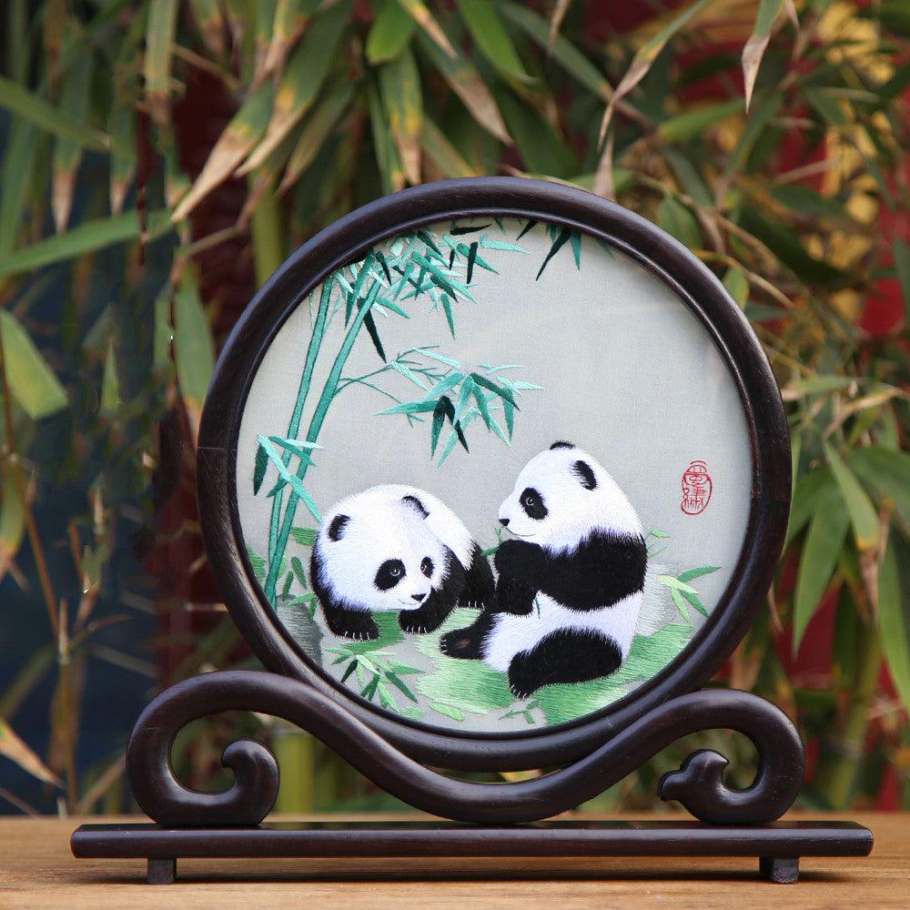 Featured Souvenirs Shu Embroidery Hand-embroidered Panda Ornaments Chinese Style Gifts