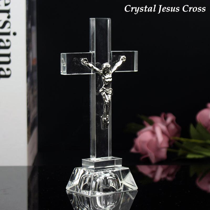 Christian Gifts Nightlight Crystal Jesus Cross Statue Religious Style
