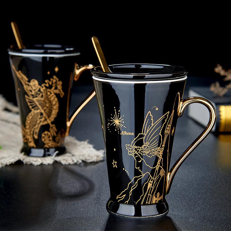 Greek Mythology Creative Ceramic Mug With Lid Spoon