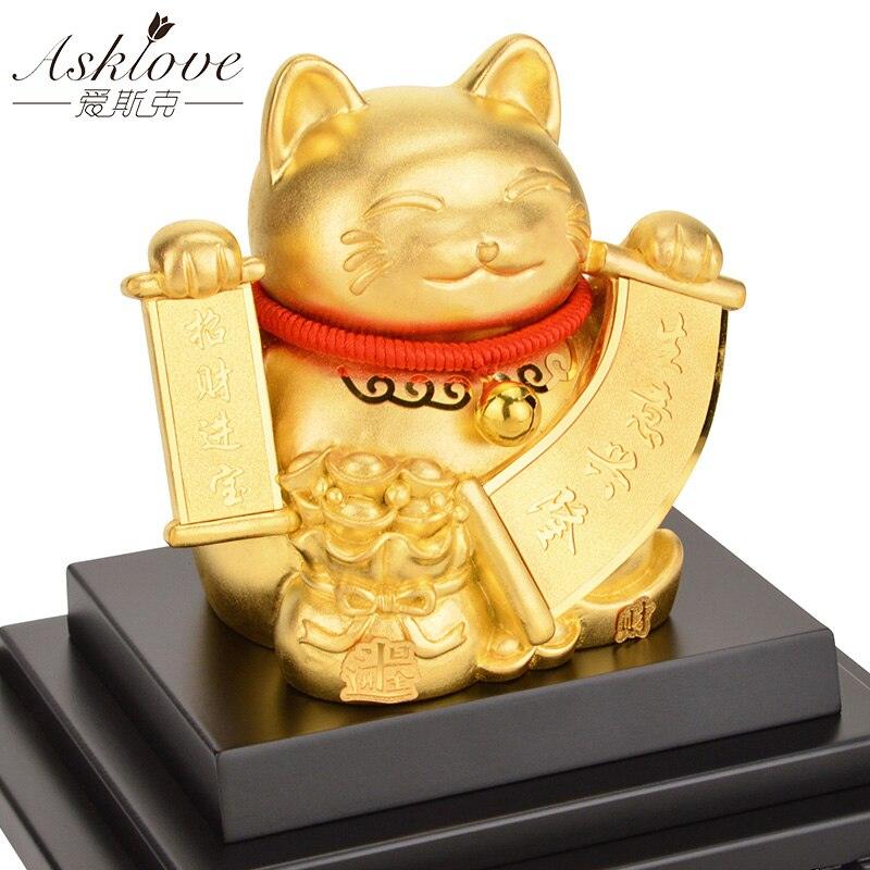 Lucky Cat Wealth Cat Gold Foil Ornaments Cute Figurines Miniatures