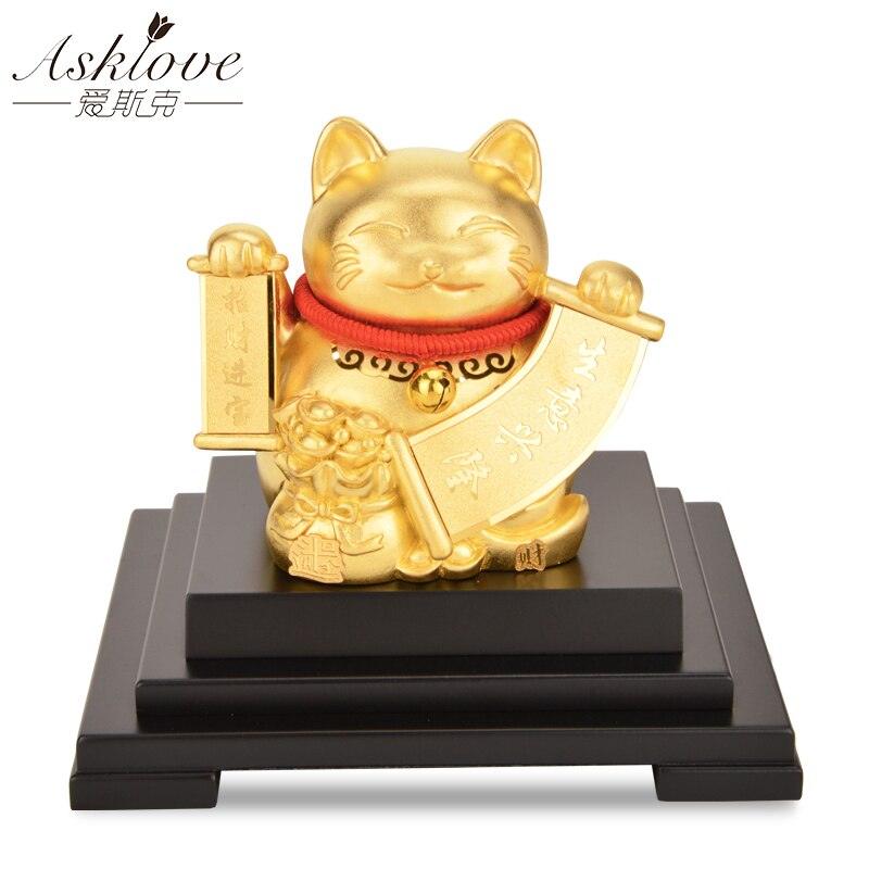 Lucky Cat Wealth Cat Gold Foil Ornaments Cute Figurines Miniatures