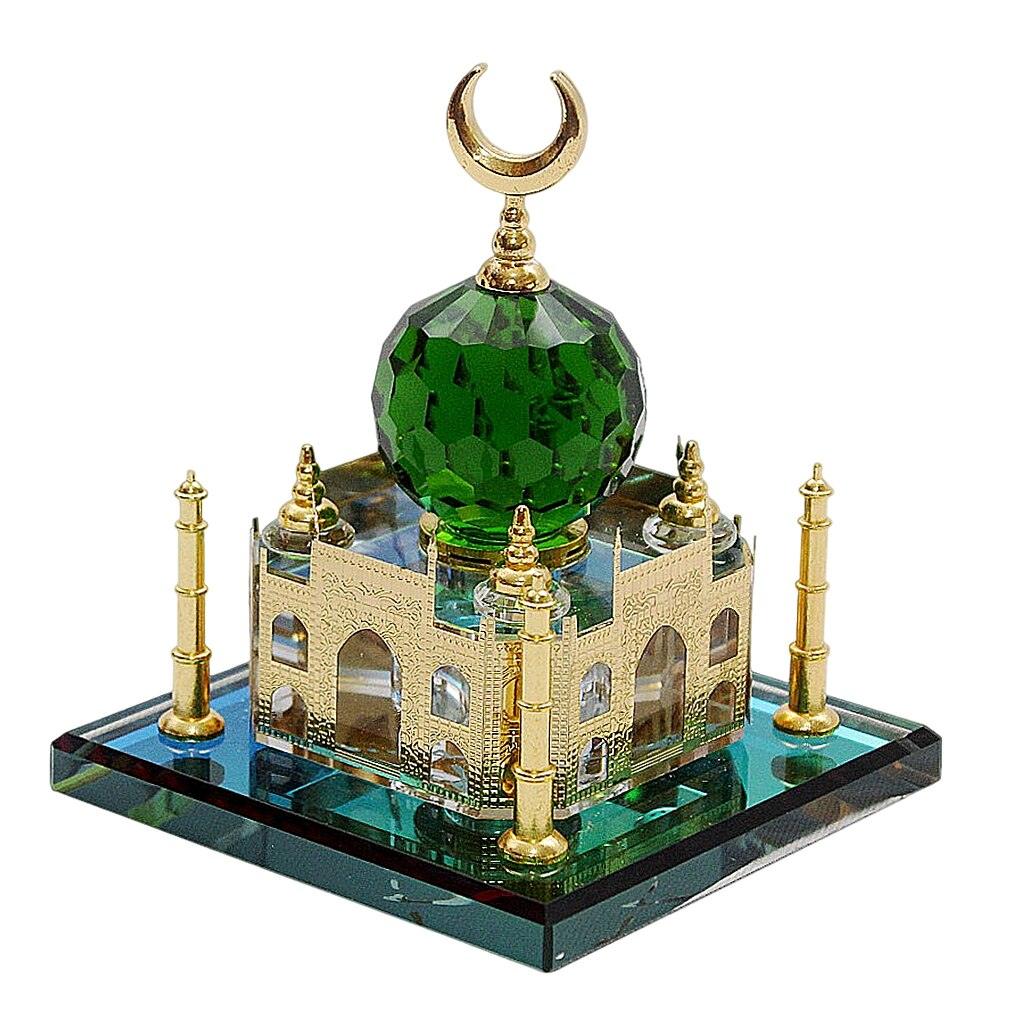 Taj Mahal Miniature Model Muslim Crystal Gilded Taj Souvenir Mosque