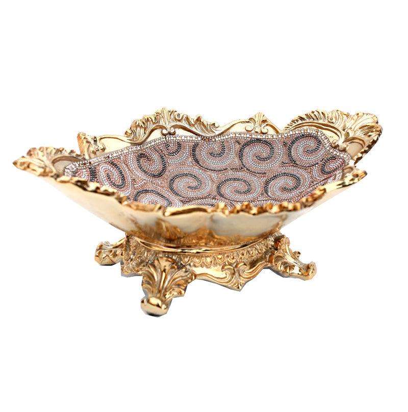 Ambrose Gold Plated Crystal Embellished Floral Ceramic Plate (16.5 In.