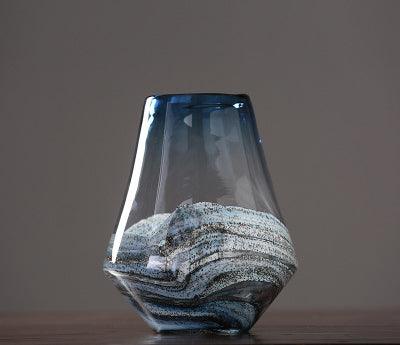 Orange Red Hot Sale Modern Simple Ripple Glass Vase Creative Home Flower Can Be A Hair