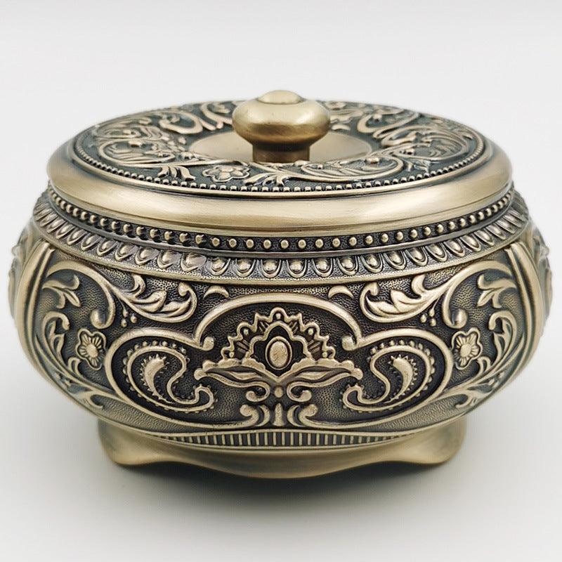 Antique Copper Ashtray Windproof Ashtray With Lid
