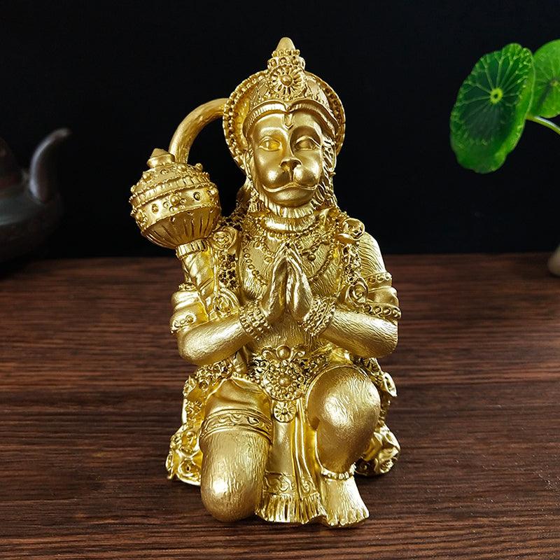 Golden Hanuman Statue Sculpture Big Resin Ornaments Hindu Monkey God