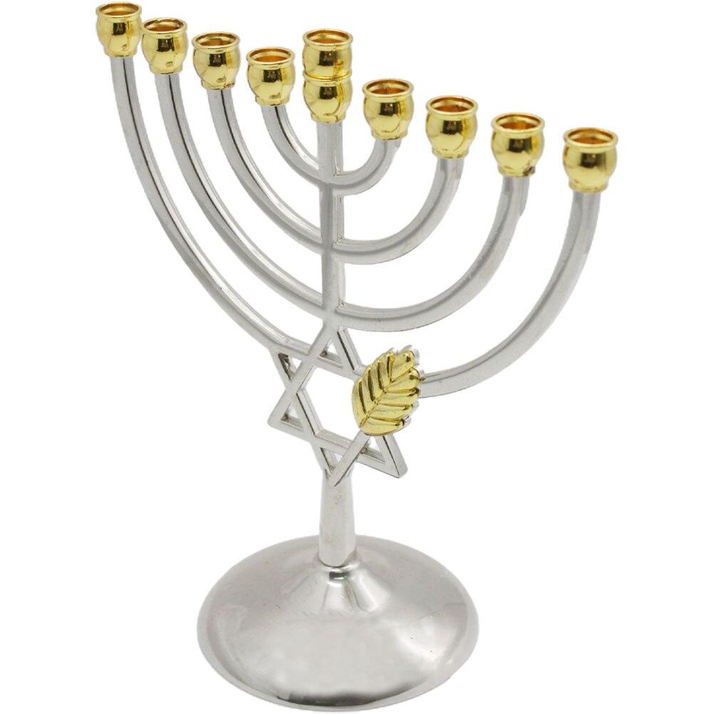 Jewish Candle Holder 9 Branch Candlestick Metal Candle Holder Hanukkah
